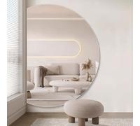Dimmable LED Vanity Mirror with AntiFog Touch Control 3 Color Options Frameless Half Circle Design ExplosionProof 100cm Full Length Decorative Mirror
