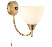 Dimmable LED Wall Light Antique Brass & Frosted Glass Shade Curved Lamp Lighting