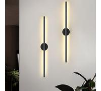 Dimmable LED Wall Light Long Strip Wall Lamp 3 Color Temp Adjust Dimming Wall Lighting Fixture Modern Decoration Bar Wall Sconce for Living Room Bedroom Balcony Decor Lighting (Black 60cm 28W)