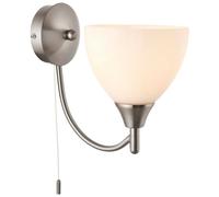 Dimmable LED Wall Light Satin Chrome & Frosted Glass Shade Curved Lamp Lighting