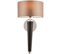 Dimmable Led Wall Light Walnut & Silver Effect Shade Modern Wooden Lamp Fitting