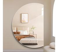 Dimmable LED Wall Mirror Full-Length Semi-Circle Adjustable Brightness 3 Color Modes Anti-Fog Waterproof Frameless Design (110cm) for Bathroom Decor