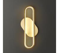Dimmable LED Wall Sconce - Modern Brushed Brass Bathroom Vanity Light Fixture, Mid Century Oval Design, Stylish d Adhesive Lamp for Living Room, Aisle, and Stair Decor