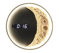 Dimmable LED Wall Sconce with Remote Control - 11.8" Astronaut Moon Wall Clock for Kids Bedroom, Modern Black Wall Mounted Lamp for Bedside Children Room, Boys Girls Wall Light