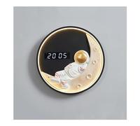 Dimmable LED Wall Sconce with Remote Control - 11.8" Astronaut Moon Wall Clock for Kids Bedroom, Modern Black Wall Mounted Lamp for Bedside Children Room, Boys Girls Wall Light