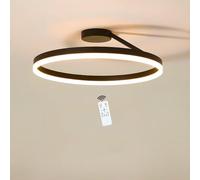 Dimmable Modern 32W Black LED Ceiling Light with Remote, 50cm Ring Design, Aluminum & Acrylic, 2900lm Brightness - Stylish Fixture for Home & Office