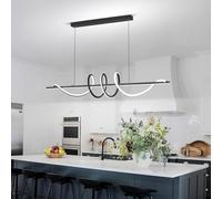 Dimmable Modern Ceiling Chandelier Light with Remote Control Acrylic Anti-Flicker Pendant Lamp 3 Color Modes (Warm Cool Neutral) for Kitchen & Bar - Black 100cm