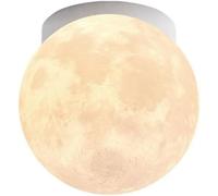 Dimmable Modern LED Ceiling Lamp - 3D Printed Moon Design Semi Flush Mount Light Fixture for Bedroom Living Room Kitchen Stairs & Hotel Hallways - White Milk Ball Lighting