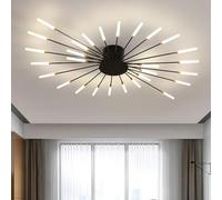 Dimmable Modern LED Ceiling Light - 28 Head Recessed Chandelier with Acrylic Lampshade for Dining Room, Bedroom, Living Room, 3000-6000K Fireworks Design (Black)