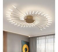 Dimmable Modern LED Ceiling Light - 42 Heads Recessed Chandelier with Acrylic Lampshade for Dining Room Bedroom Living Room 3000-6000K Fireworks Design (Gold Finish)