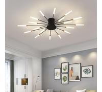 Dimmable Modern LED Ceiling Light - 42 Recessed Acrylic Chandelier for Dining Room Bedroom Living Room 3000-6000K Adjustable Brightness Fireworks Design (Black 18 Heads)