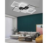 Dimmable Modern LED Ceiling Light 90w High Brightness Living Room Ceiling Lamp 7200 Lumens Black Square Light With Remote Control Suitable For Bedrooms And Dining Rooms Office Lighting (Black, 90CM)