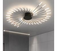Dimmable Modern LED Ceiling Light with 42 Heads Acrylic Chandelier for Dining Room Bedroom & Living Room 3000-6000K Fireworks Design (Black)