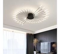 Dimmable Modern LED Ceiling Light with Remote Control Black Chandelier Semi flush Ceiling Light for Bedroom Living Room Kitchen Dining Room Office Pendant Light with 42 Lights