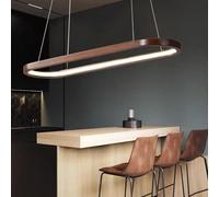 Dimmable Modern LED Pendant Lamp - 70cm Peach Wood Hanging Light for Dining Room Living Room Kitchen & Office with Remote Control - Stylish Ceiling Fixture