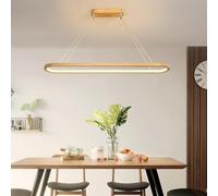 Dimmable Modern LED Pendant Lamp for Dining Room - 70cm Wood Hanging Light with Remote Control for Kitchen Living Room and Office Ceiling Lighting