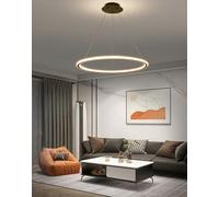 Dimmable Modern LED Pendant Lamp with Remote Control - Stylish Round Hanging Light for Dining Room Kitchen Office - Black Ø80cmPerfect for Home Decor & Ambiance