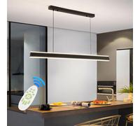 Dimmable Modern LED Pendant Light with Remote Control - Adjustable Black Chandelier for Kitchen Island Dining Room Living Room Office & Bar - 100CM Ceiling Light
