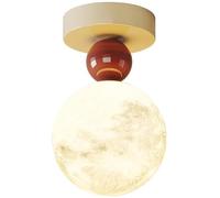 Dimmable Moon LED Ceiling Light | Modern Semi Flush Mount Fixture for Hallway Entryway Balcony Bathroom - Milk White Close-to-Ceiling Lamp Stylish Red Moon Design