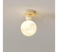 Dimmable Moon LED Ceiling Light | Modern Semi Flush Mount Fixture for Hallway Entryway Balcony Bathroom - Stylish Milk White Close-to-Ceiling Lamp