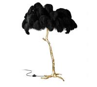 Dimmable Natural Ostrich Feather Floor Lamp - Modern E14 LED Resin Standing Light for Bedroom & Living Room Chic Design 60x55cm/24x22in