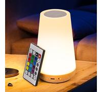 Night Light, LED Touch Bedside Lamp with 13 RGB Colours, Rechargeable Table Lamp with Remote, Portable Night Light, 5 Brightness Levels, 4 Modes, Timer & Memory Function for Bedroom, Kids, Nursery