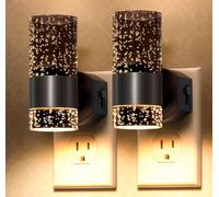 Dimmable Night Light Plug in Wall, 2 Plug in Wall Light with Dusk to Dawn Sensor, 0-100LM Adjustable Brightness, 3000k Warm White, for Bedroom, Hallway, Stair, Bathroom (Black)