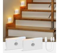 Dimmable Night Light with Motion Detector & Twilight Sensor, 3 Modes Auto On/Off Night Light, Warm White/Natural White/Cold White Wardrobe Light, AKKU Sensor Light for Stairs, Hallway, 2 Pieces