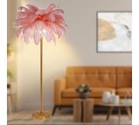 Dimmable Ostrich Feather Floor Lamp - Modern Standing Light with Foot Switch for Bedroom, Living Room, Home Decor, Elegant Design, Soft Lighting for Cozy Atmosphere