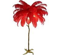 Dimmable Ostrich Feather Floor Lamp - Stunning Resin Base & Natural Feathers | Elegant Ambiance Light with Footswitch - Ideal Home Decor & Mood Lighting