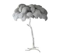 Dimmable Ostrich Feather Floor LampElegant Silver Resin 3 Color Options Romantic Bedroom Lighting with Foot Switch E14 LED Bulb Chic Home Decor for Women