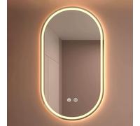 Dimmable Oval LED Backlit Bathroom Mirror 400x700mm, Anti-Fog, Wall Mounted, 3000K-6000K Adjuble Lighting, Ideal for Modern Home Decor, Ele & Functal Design