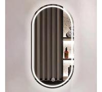 Dimmable Oval LED Bathroom Mirror 400x700mm Backlit Wall-Mounted with Anti-Fog Color Temperature 3000K-6000K Modern Design Ideal for Home Decor
