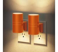 Dimmable Plug-in Night Light with Orange Shade, Dusk-to-Dawn Sensor, 3000K Soft White, 0-100LM, 2 Pack