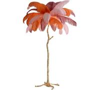Dimmable Resin LED Floor Lamp with Natural Ostrich Feather Shade - Modern Home & Office Lighting for Living Room Reading and Stylish Décor