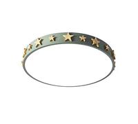 Dimmable Round LED Ceiling Light Fixture with Remote - Flush Mount Wooden Star Decor for Living Room, Bedroom, Hallway - 3-Color Change, 32x5cm (White 52 * 5cm)