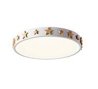 Dimmable Round LED Ceiling Light Fixture with Remote - Flush Mount Wooden Star Decor for Living Room, Bedroom, Hallway - 3-Color Change, 32x5cm (White Warm Light 52 * 5cm)