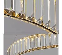 Dimmable Semi Flush Chandelier Suction Hanging Dual-Purpose with a Source Dulight,Bedroom Ceiling Light Fixture,Led Originality Doughnut Crystal Chandelie/70Cm(Sier,Cm)