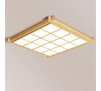Dimmable Wood LED Ceiling Light Nordic Square Chaner Ceiling Lamp with Remote Control Wooden Flush Mount Ceiling Lighting Bedroom Living Room Close to Ceiling Lamp (38cm/15in)