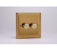 Dimmer Brass V-Pro Classic Georgian 120w Max 2-Gang 2-Way Varilight JGP252