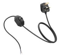 Dimmer Plug, 1.8m Cable Dimmable Light Switch, 110-250V Lamp Electrical Cord 0-100% Dimmable Control, Dimmer Light Switch Suitable for Tungsten Bulb, Incandescent Bulb, and Table Lamp, Black