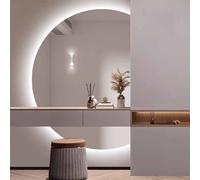 Dimmerable Bathroom Vanity Mirror, Fog-Free, 3-Color LED Lighting, Full Length 71.1 x 109.2 cm, Wall-Mounted, Crescent Shape, Backlit, 81.3 x 119.4 cm