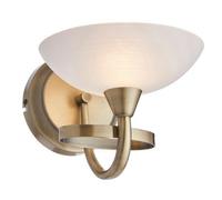 Dimming LED Wall Light Brass & White Lined Glass Vintage Curved Lamp Fitting