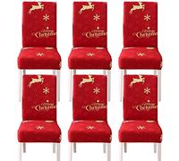 Dimmo Dining Chair Slipcovers Christmas Decoration，6 Pack Super Fit Stretch Removable Washable dining chair covers for Hotel， Dining Room ，Ceremony ，Banquet ，Wedding ，Party Decor.