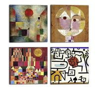 DìMò ART Paul Klee Modern Paintings 4 pcs 30 x 30 cm each Canvas Print Classical Art Furniture for Kitchen, Bedroom, Living Room, Living Room, Bar, Office, Restaurant