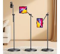 DIMONCOAT Tablet Floor Stand 6.61lb Ultra Stable Base [Height-Adjustable & 360° Rotation], Retractable Stand for iPad Mini Air Pro 12.9/9.7, Monitor, Kindle, Cell Phones (4.7"-15.6")