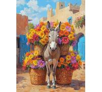 Dimond Art for Adults Donkey 5D Diamond Painting Kits for Adults Flower, DIY Gem Art Full Square Drill Crystal Dimonds Embroidery Cross Stitch Kits, Home Wall Decor, Gifts for Women 70x100cm Y-Y612