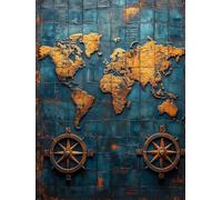 Dimond Art for Adults Map Landscape 5D Diamond Painting Kits, Crafts for Adults, DIY Gem Art Full Round Drill Gem Paintings Dimonds Embroidery Kit, Home Wall Decor, Gifts for Women 20x32in 8-51448X