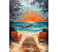 Dimond Art for Adults Sea 5D Diamond Painting Kits for Adults Beach, DIY Gem Art Full Square Drill Crystal Dimonds Embroidery Cross Stitch Kits, Home Wall Decor, Gifts for Women 50x80cm 9-6J84