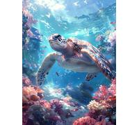 Dimond Art for Adults Sea Turtles 5D Diamond Painting Kits for Adults Sea, DIY Gem Art Full Square Drill Crystal Creations Dimonds Cross Stitch Beginner, Home Wall Decor for Women 32x40in 4-1J87